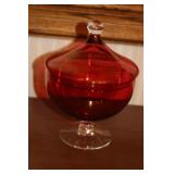 Red Pedestal dish w/lid Red Pedestal dish w/lid