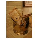 Brass Ash Bin W/ wood logs Brass Ash Bin W/ wood logs