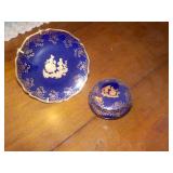 Limoges Cobalt Blue Plate & Trinket box Limoges Cobalt Blue Plate & Trinket box