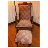 Antique Sitting Chair with Matching Foot stool Antique Sitting Chair with Matching Foot stool