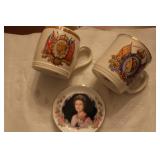 Commemorative plate and tea cups Commemorative plate and tea cups