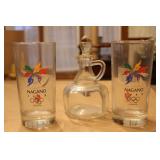 2 1998 Nagano Glasses and pourer 2 1998 Nagano Glasses and pourer