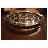 Pyrex Dish w/ silver plated stand Pyrex Dish w/ silver plated stand