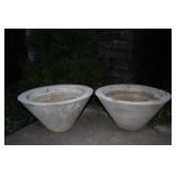 2 Cement Flower Planters 2 Cement Flower Planters