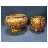 Stained glass candle holders