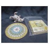 Tile Coasters & Bunny Figurine