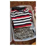 Bin of shirts/ pants, etc