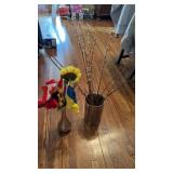 Vases with fake flowers/ willows