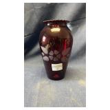 Vintage anchor hocking ruby glass vase