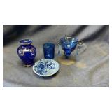 Vintage blue glass lot
