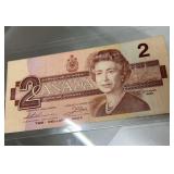 1986 Canadian $2 bill