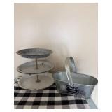 Serving Tray & Metal Bucket