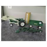 OLIVER Die Cast Tractor w trailer & Plow & Silo