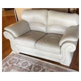 White leather love seat couch