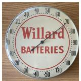 Willard Batteries metal back wall thermometer