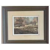 Framed landscape painting signed Mitch