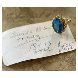 Swiss Blue Topaz, SS, 18k ring
