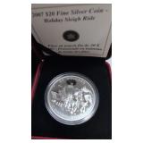 2007 $20 fine silver coin holiday sleigh ride