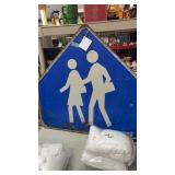 Metal blue school zone sign