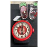 Vintage Coca Cola lot, glasses, clock