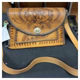 Hand tooled leather purse