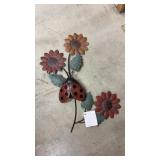 Metal ladybug garden decor