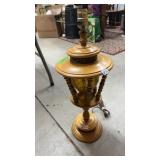 Vintage MCM wooden and glass lamp base
