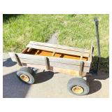 Wood and Metal Pull Wagon with Handle