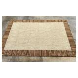 Beige Area Rug with Striped Border