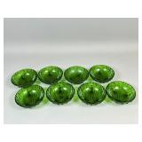 Eight Green Glass Bowls