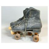 Leather Roller Skates with Wooden Wheels