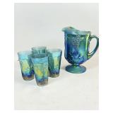 Indiana Glass Carnival Glass Pitcher Set