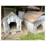 Wooden Doghouses With Shingle Roofs