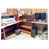 Office Desk Setup with Typewriter and Computer