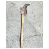 Wood-Handled Scythe with Curved Blade
