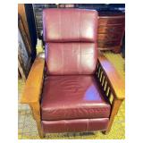 Mission-Style Recliner With Red Upholstery
