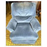 Blue Upholstered Swivel Recliner Chair