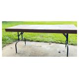 Folding Wooden Table With Metal Legs