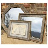 Barnwood Frames with Mirrors and Drawing