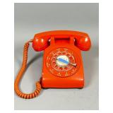 Bright Orange Rotary Dial Telephone