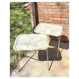 Two Metal TV Trays with Wheat Design