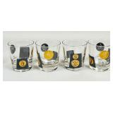 Four Whiskey Glasses with Coin Design