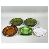 Six Glass and Ceramic Ashtrays