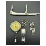 Multi-Blade Knife, Pedometer, and Watch Bands