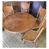Oak Pedestal Dining Table with Four Chairs