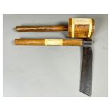 Wooden Mallet and Blacksmith's Froe Set