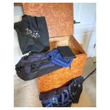 Wooden Storage Chest With Miscellaneous Bags