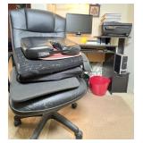 Office Chair, Desk, Printer, Monitor, and Accessor