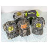 Five Branded Camouflage and Logo Hats