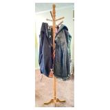 Wooden Coat Rack with Outerwear